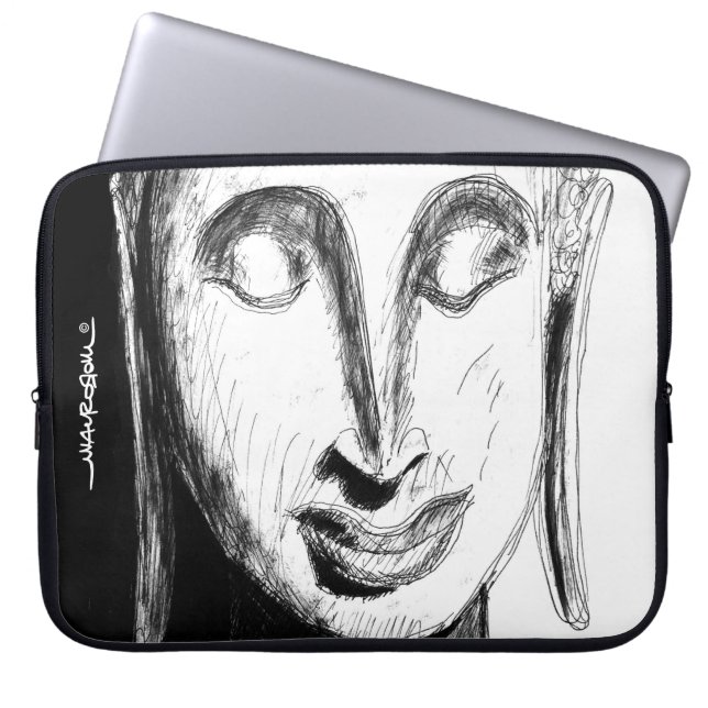 Lying Buddha Wat Pho Bangkok Thailand B&W Laptop Sleeve (Front)