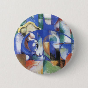 Lying Bull by Franz Marc, Vintage Cubism Art 6 Cm Round Badge