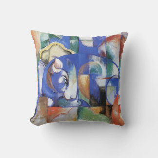 Lying Bull by Franz Marc, Vintage Cubism Art Cushion