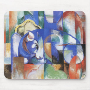 Lying Bull by Franz Marc, Vintage Cubism Art Mouse Mat