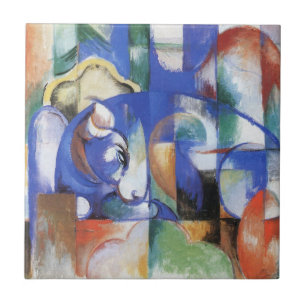 Lying Bull by Franz Marc, Vintage Cubism Art Tile