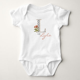 Lyla Name Reveal Floral Letter L Girl Whimsical Baby Bodysuit