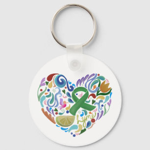 Lyme, Awareness, Support, Green Ribbon, Lime Key Ring