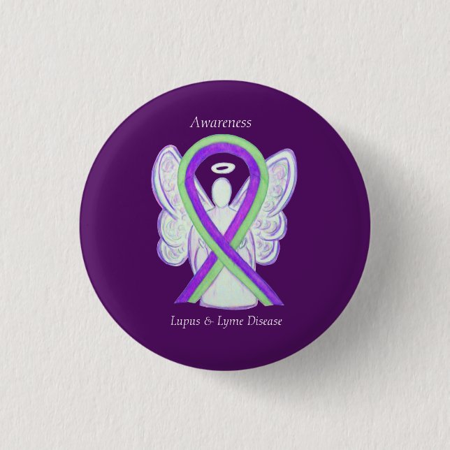 Lyme Disease and Lupus Awareness Ribbon Buttons (Front)