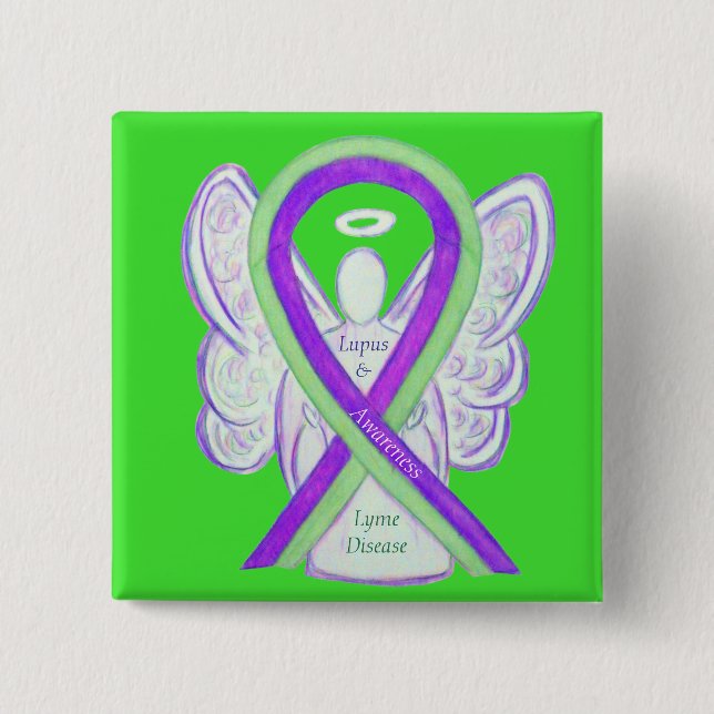 Lyme Disease and Lupus Awareness Ribbon Buttons (Front)