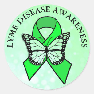 Lyme Disease Awareness Butterfly Ribbon Classic Round Sticker
