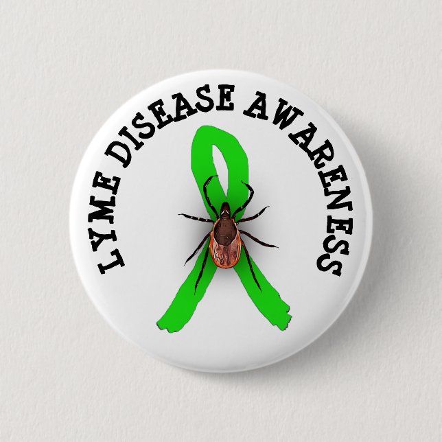 Lyme Disease Awareness Deer Tick Ribbon Button (Front)