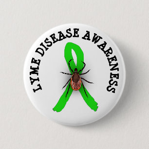 Lyme Disease Awareness Deer Tick Ribbon Button