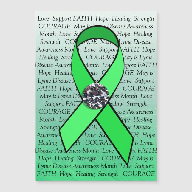 Lyme Disease Awareness faux diamond Ribbon Magnet (Front)