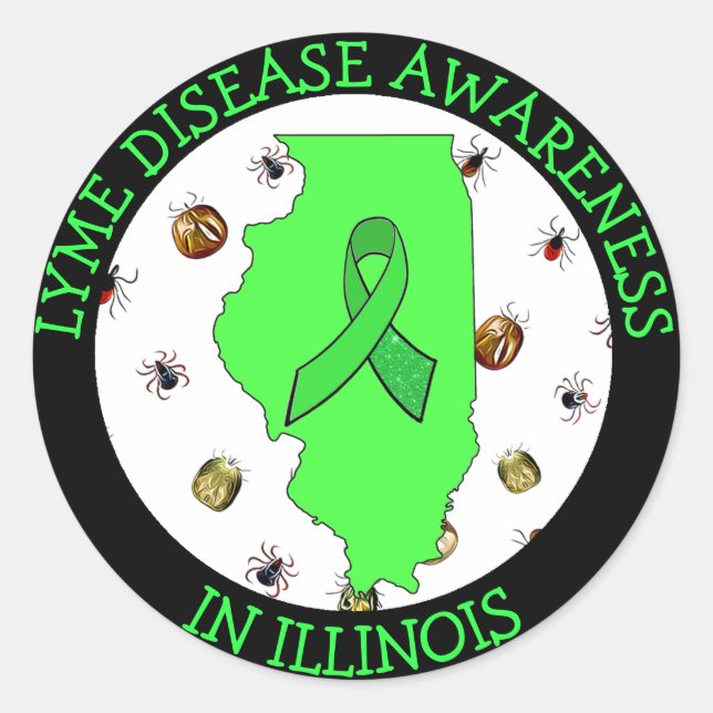 Lyme Disease Awareness in Illinois Stickers (Front)