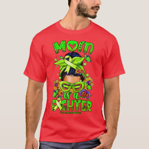Lyme Disease Awareness Mum fighter messy bun T-Shirt