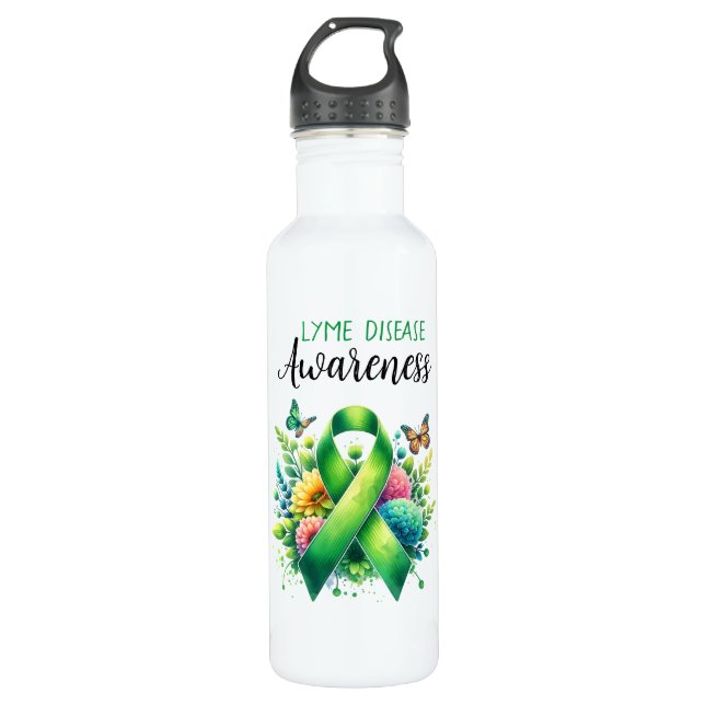 Lyme Disease Awareness Ribbon 710 Ml Water Bottle (Front)