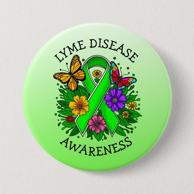 Lyme Disease Awareness Ribbon 7.5 Cm Round Badge (Front)