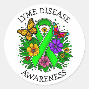 Lyme Disease Awareness Ribbon Classic Round Sticker