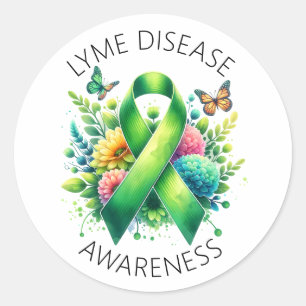 Lyme Disease Awareness Ribbon Classic Round Sticker