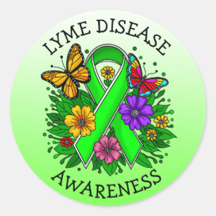 Lyme Disease Awareness Ribbon Classic Round Sticker