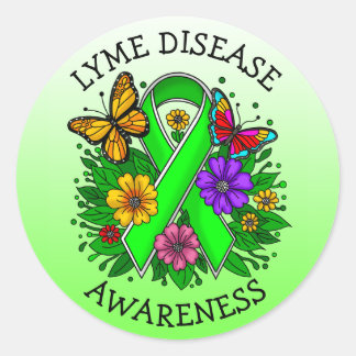 Lyme Disease Awareness Ribbon Classic Round Sticker