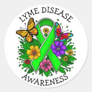 Lyme Disease Awareness Ribbon Classic Round Sticker