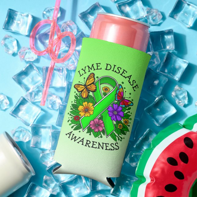 Lyme Disease Awareness Ribbon Seltzer Can Cooler (In Situ Summer)