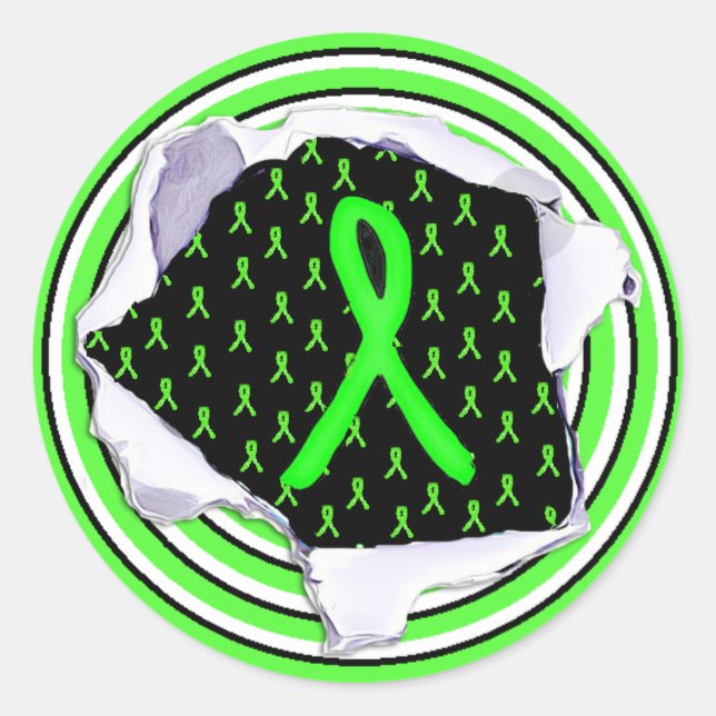 Lyme Disease Awareness Ribbons Stickers (Front)