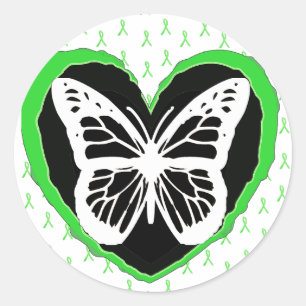 Lyme Disease Butterfly and Awareness  Ribbons Classic Round Sticker