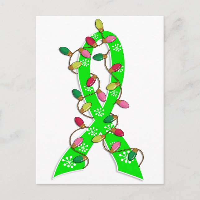 Lyme Disease Christmas Lights Ribbon Holiday Postcard (Front)