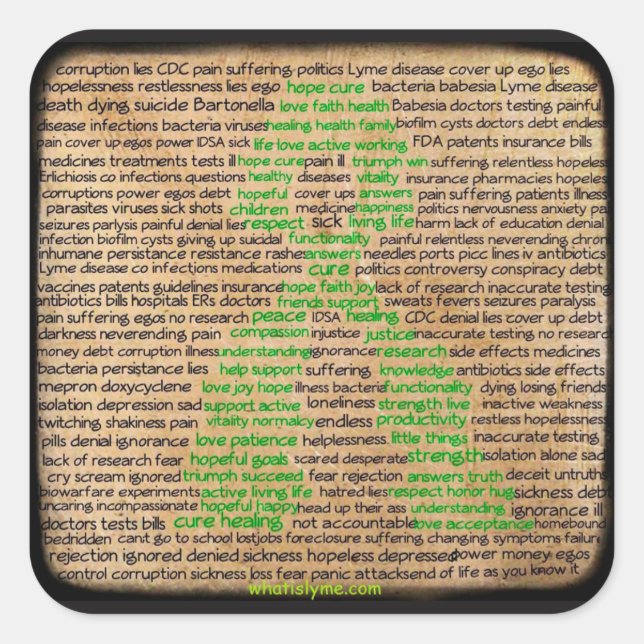 Lyme Disease Feelings Awareness Stickers (Front)