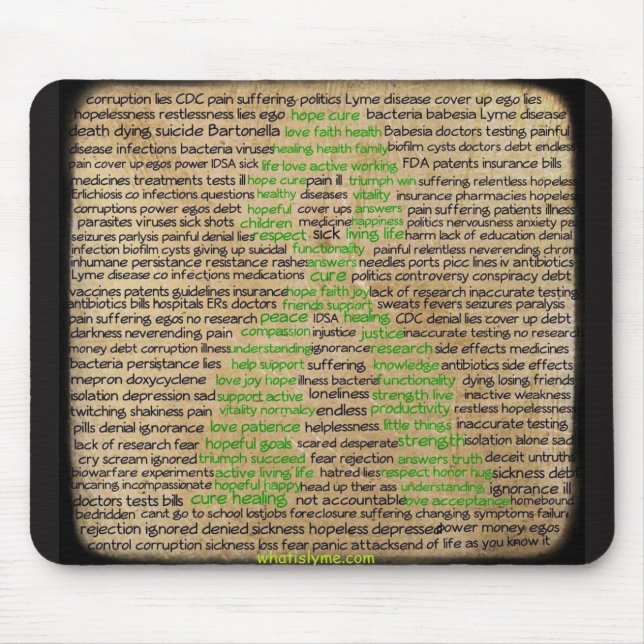 Lyme Disease Feelings Poster, Denied, Ignored Mouse Mat (Front)