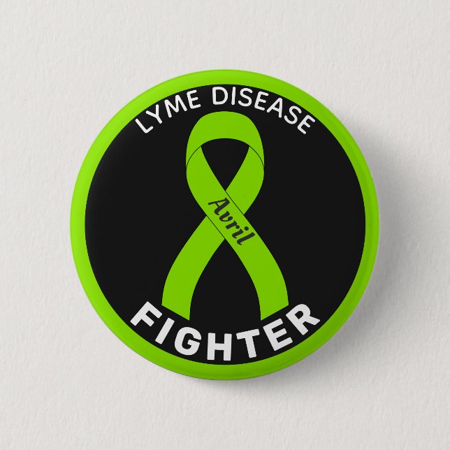 Lyme Disease Fighter Ribbon Black Button (Front)