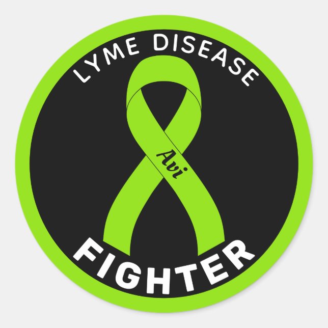Lyme Disease Fighter Ribbon Black Round Sticker (Front)
