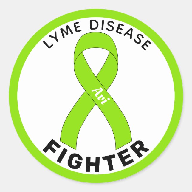 Lyme Disease Fighter Ribbon White Round Sticker (Front)