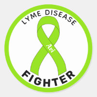 Lyme Disease Fighter Ribbon White Round Sticker