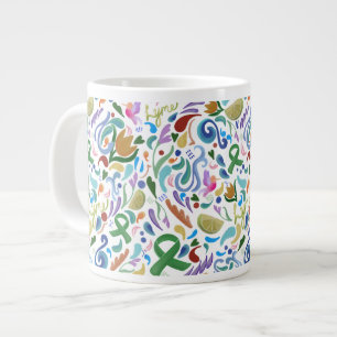 Lyme Disease Gift Awareness Support, Green Ribbon Large Coffee Mug