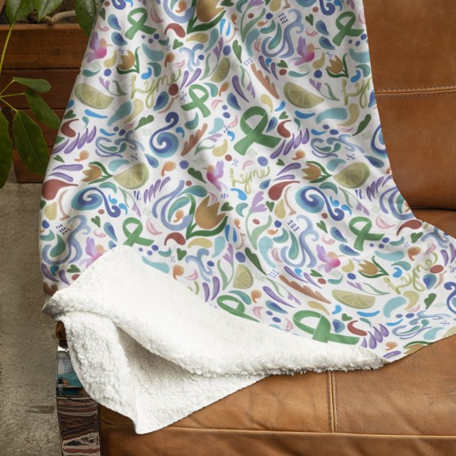 Lyme Disease, Green Ribbon Awareness Fleece Blanket (Lyme Disease, Green Ribbon Blanket - A bright, colorful design for gifts and awareness #lyme)