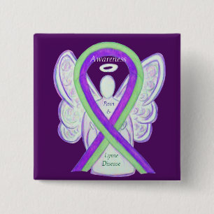 Lyme Disease & Pain Awareness Ribbon Buttons