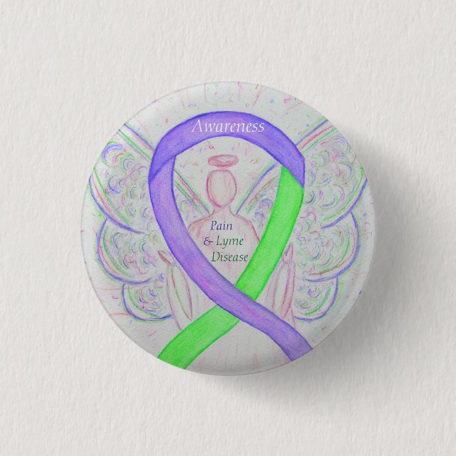 Lyme Disease & Pain Awareness Ribbon Buttons (Front)