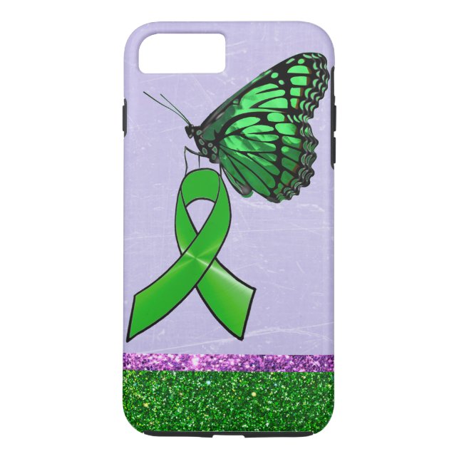 Lyme Disease Phone Case Purple Green Butterfly (Back)