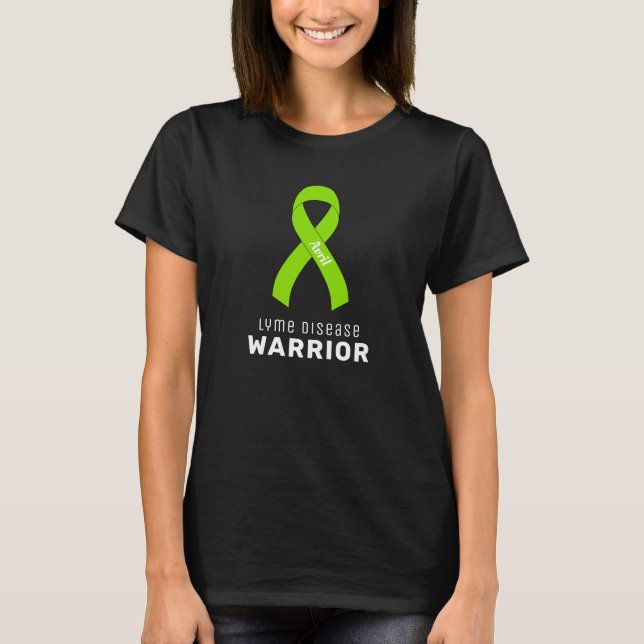 Lyme Disease Ribbon Black T-Shirt (Front)