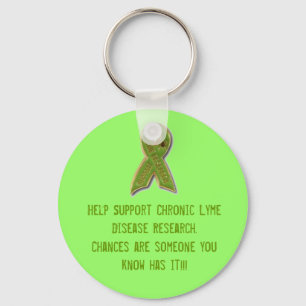 lyme disease ribbon, Help Support Chronic Lyme ... Key Ring