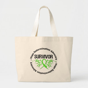 Lyme Disease Survivor Tribal Ribbon Large Tote Bag
