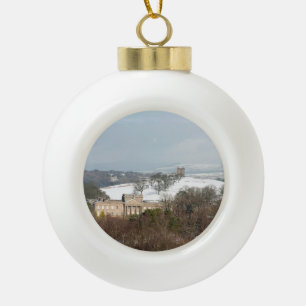 Lyme Hall and The Cage Winter Thank You Card Photo Ceramic Ball Christmas Ornament