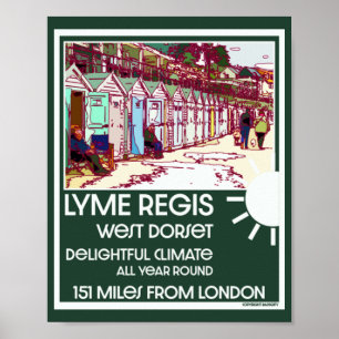 Lyme Regis Dorset England Vintage British Holiday  Poster