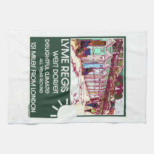 Lyme Regis Dorset England Vintage British Holiday  Tea Towel