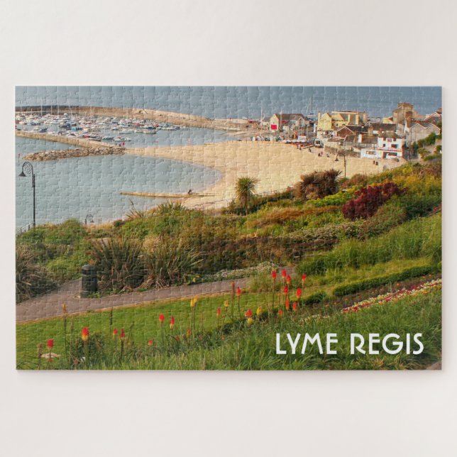 Lyme Regis: The Cobb and gardens, Dorset, England Jigsaw Puzzle (Horizontal)