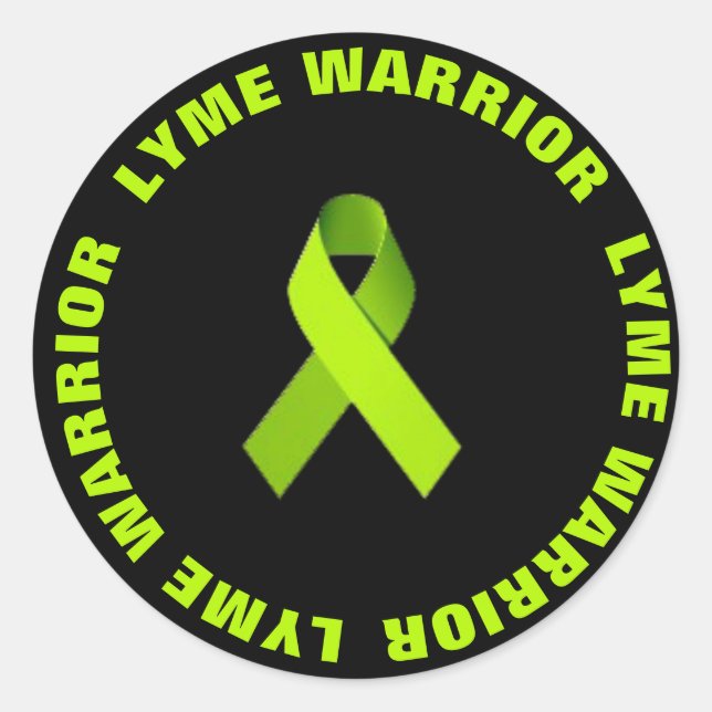 Lyme Warrior Ribbon Activism Awareness Sticker (Front)