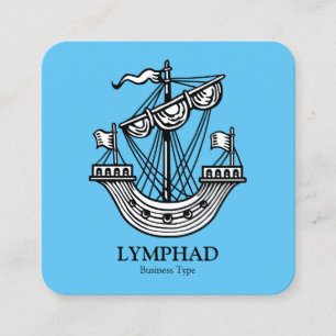 Lymphad (Heraldic Ship) - Black on Sky Blue Square Business Card