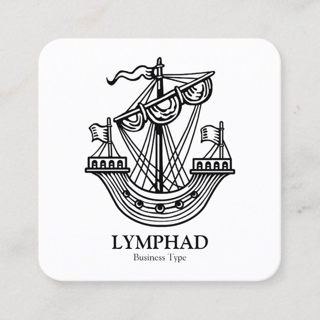 Lymphad (Heraldic Ship) - Black on White Square Business Card (Front)