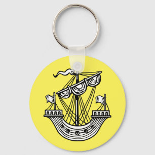 Lymphad (Heraldic Ship) - Black Tote Bag Button Ke Key Ring