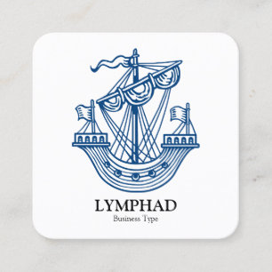 Lymphad (Heraldic Ship) - Indigo Blue on White Square Business Card