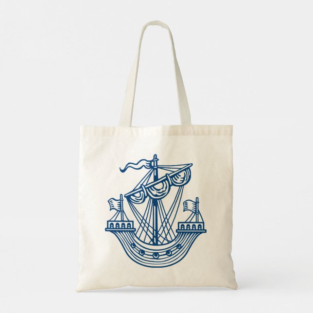 Lymphad (Heraldic Ship) - Indigo Style Blue Tote Bag (Back)